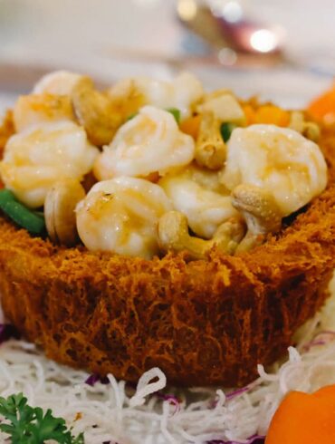 Yam Ring with Mixed Vegetables and Prawns at Spring Court