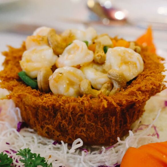 Yam Ring with Mixed Vegetables and Prawns at Spring Court