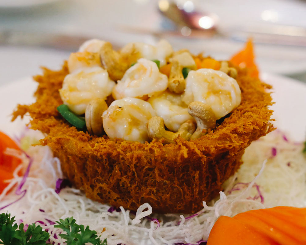 Yam Ring with Mixed Vegetables and Prawns at Spring Court