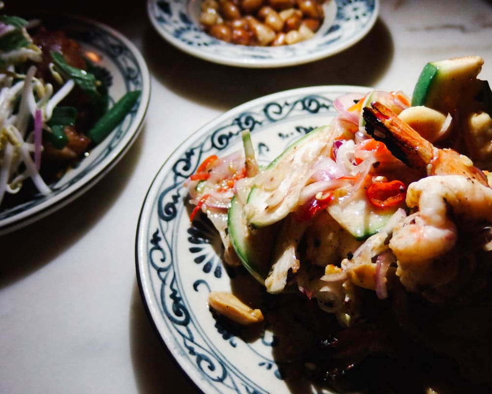 Grilled tiger prawns and raw sambal at lantern bali