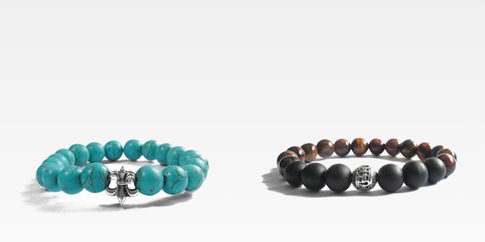 City State Haberdashery's Turquoise Howlite Bracelet with Pewter Cross (S$15), Mixed Tiger Eye Bracelet with Frosted Onyx and Pewter Ball (S$20)