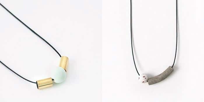 Knack Knack's Tab Necklace in Copper (S$35), Kip Necklace in Grey Granite (S$39)