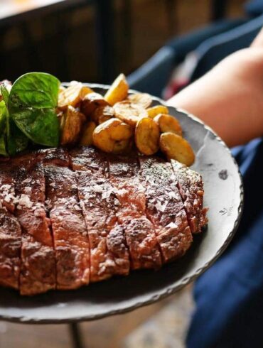steak and potatos at tapas club