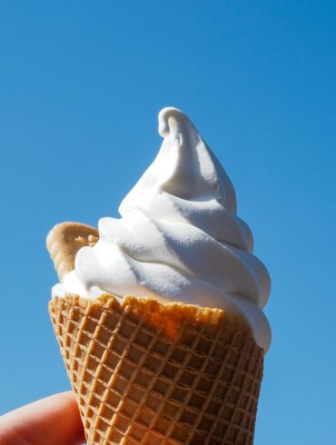 Best ice cream and gelato in Singapore 2026, soft serve cone against blue sky