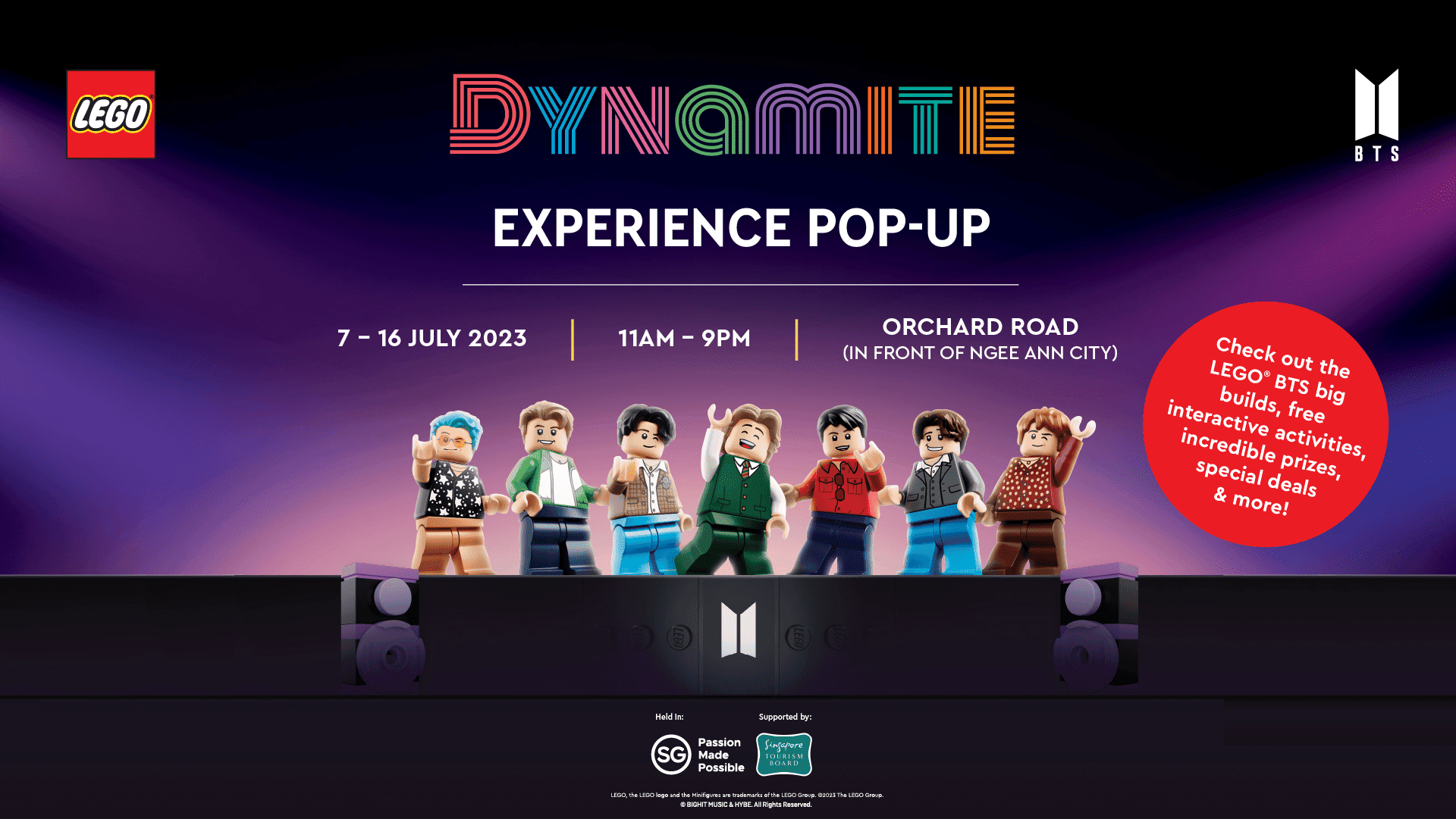 The LEGO Group Lights Up Orchard Road With A LEGO® BTS Dynamite ...