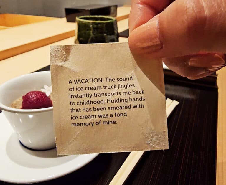 Chopstick message from Hashida Singapore