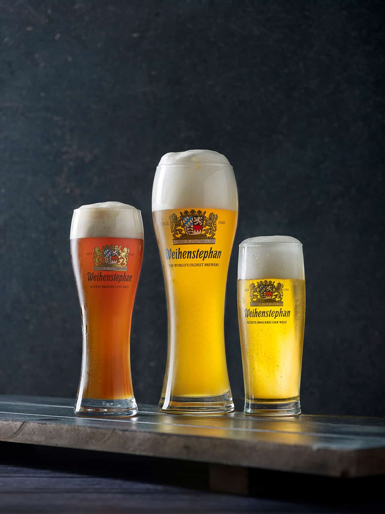 Trio of authentic German Weihenstephan beers served at Brotzeit Singapore during happy hour.