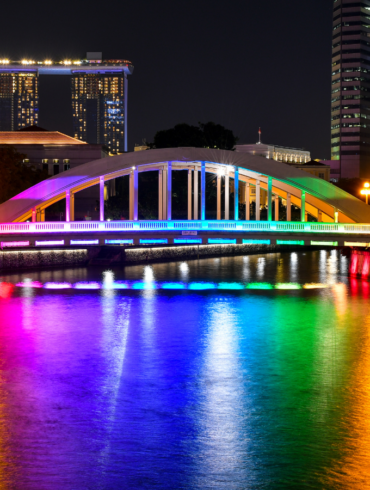 rainbow lights, singapore river