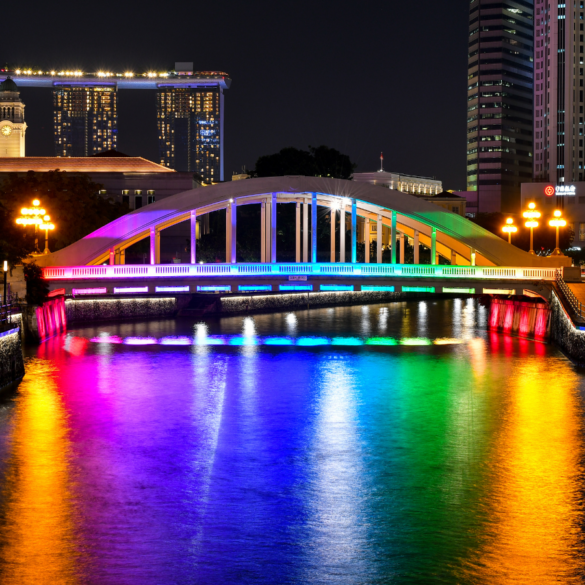 rainbow lights, singapore river