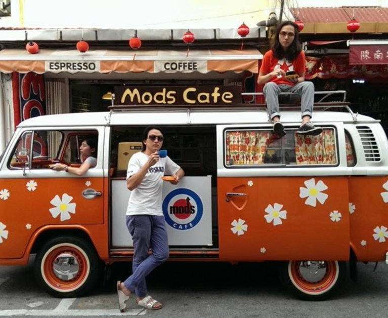 Mods Cafe exterior with van