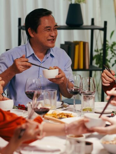 family enjoying dinner together