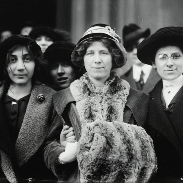 a photo of mink brigade - Unidentified striker, Fola La Follette and Rose Livingston