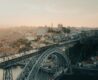 an aeriel view of the famous Ponte Dom Luis in Porto, Portugal
