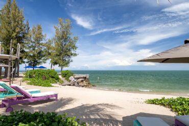 a photo of the small private beach of So Sofitel Hua Hin, Thailand