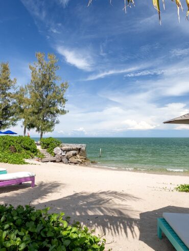 a photo of the small private beach of So Sofitel Hua Hin, Thailand