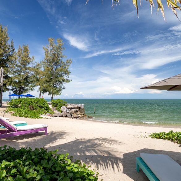 a photo of the small private beach of So Sofitel Hua Hin, Thailand