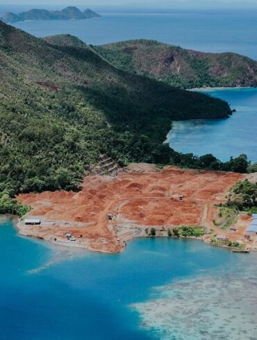 Nickel Mining in Kawei Island, Raja Ampat Region. Sediment is clearly visible close to nickel mining operations on Kawe Island, Raja Ampat, discolouring the water in one of Indonesia’s most biodiverse marine areas.