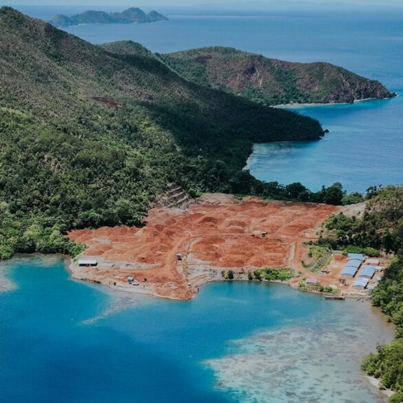 Nickel Mining in Kawei Island, Raja Ampat Region. Sediment is clearly visible close to nickel mining operations on Kawe Island, Raja Ampat, discolouring the water in one of Indonesia’s most biodiverse marine areas.