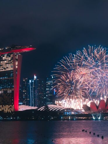 National Day Singapore 2025 fireworks over Marina Bay Sands and skyline during SG60 celebrations at night