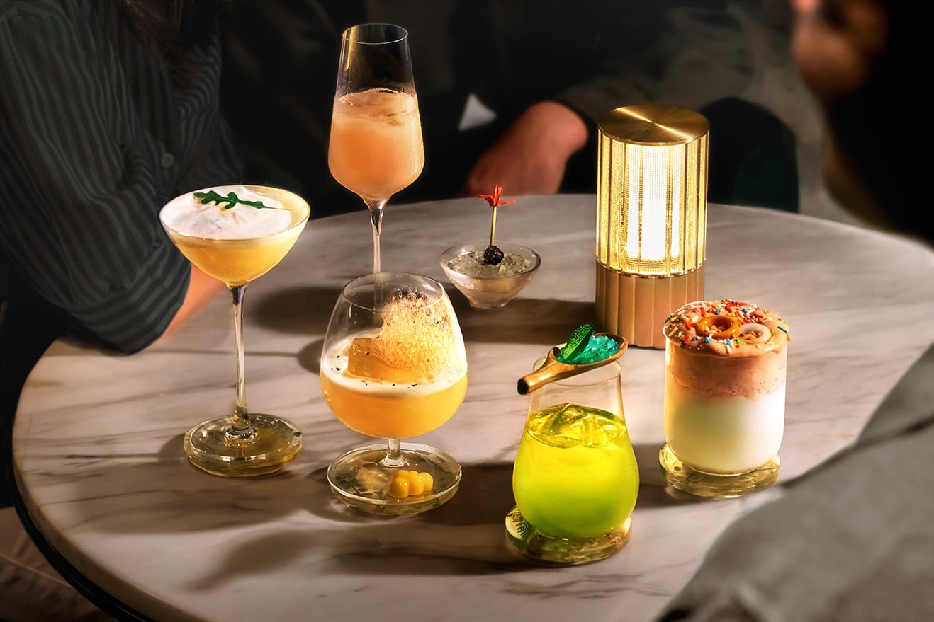 Experimental cocktail selection from Synaesthesia 2.0 series at Ginger.Lily Bar, Hilton Singapore Orchard