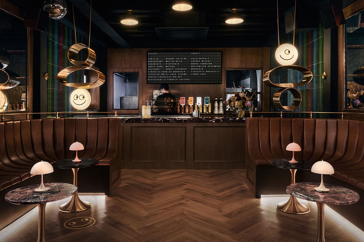 Interior of Mondo gelato and coffee bar on Amoy Street, featuring modern design and tap cocktail system