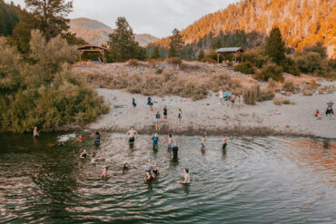 A dramatic view of towering redwood trees from below in a California state park, ideal for showcasing forest hikes, tree canopy camping, and nature retreats.