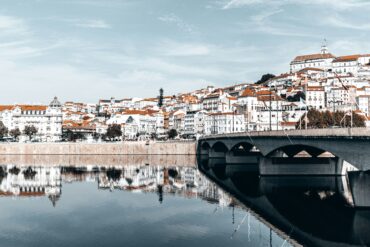 The medieval downtown of Coimbra city and its Mondego River
