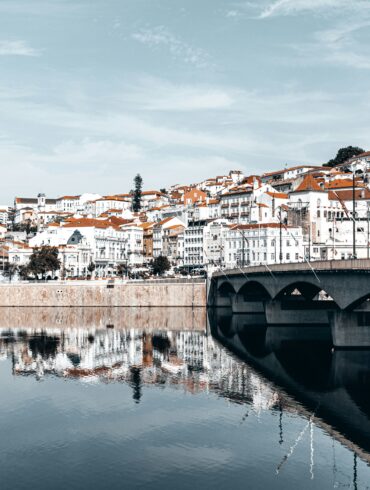 The medieval downtown of Coimbra city and its Mondego River