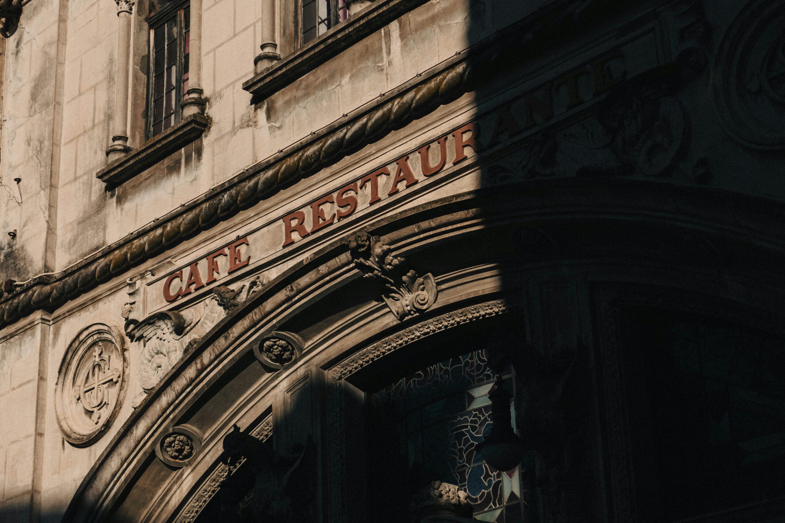 An early 20th century restaurant cafe facade