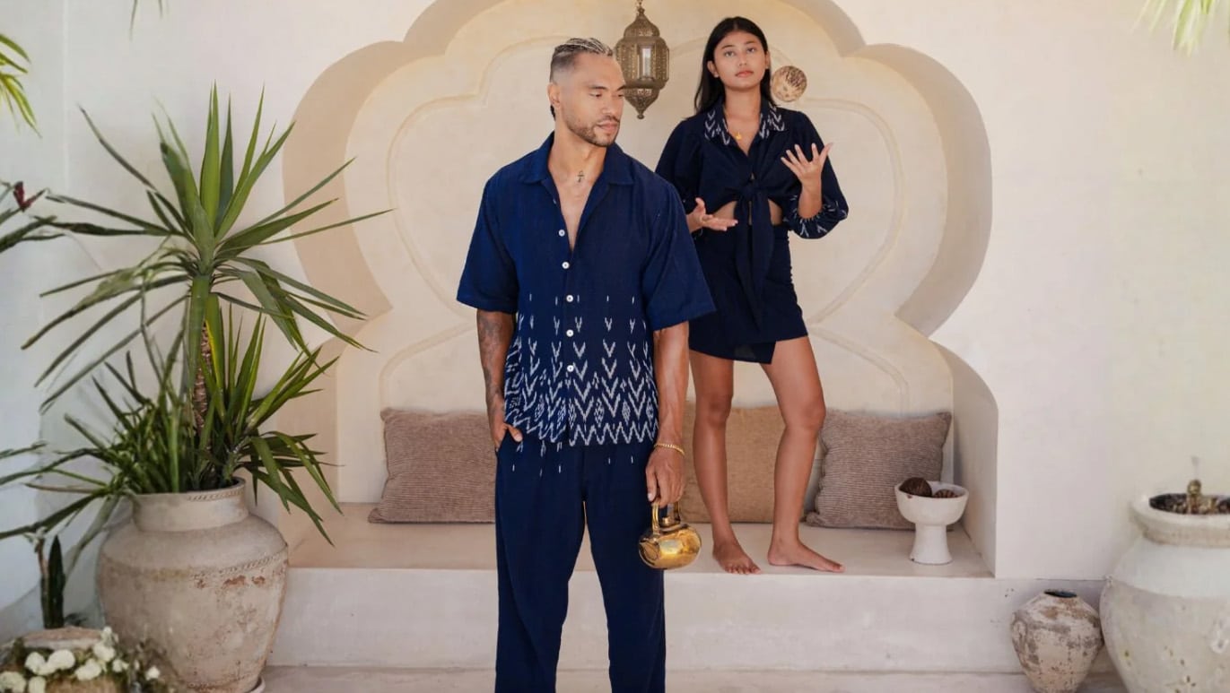 Matching Mata Hari co‑ord outfits by Hayaqi for men and women, ideal Christmas gift ideas for couples in 2025 celebrating style and cultural heritage.