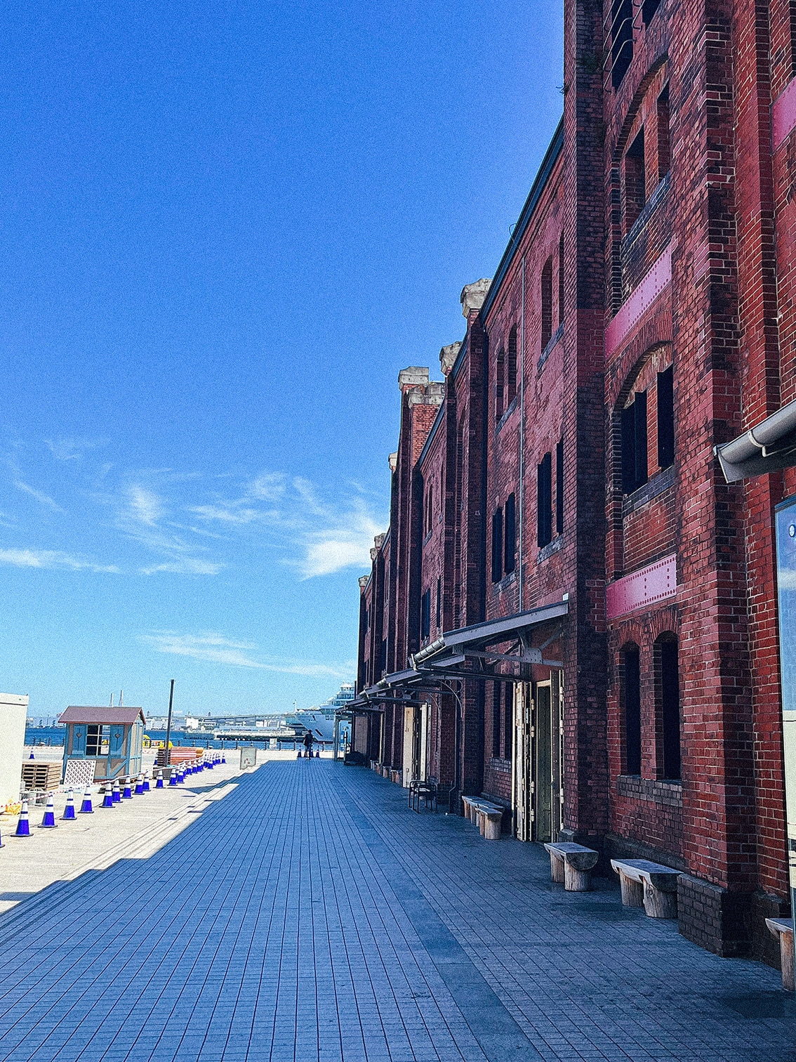 Yokohama Red Brick Warehouse along the waterfront, a historic shopping and cultural destination.