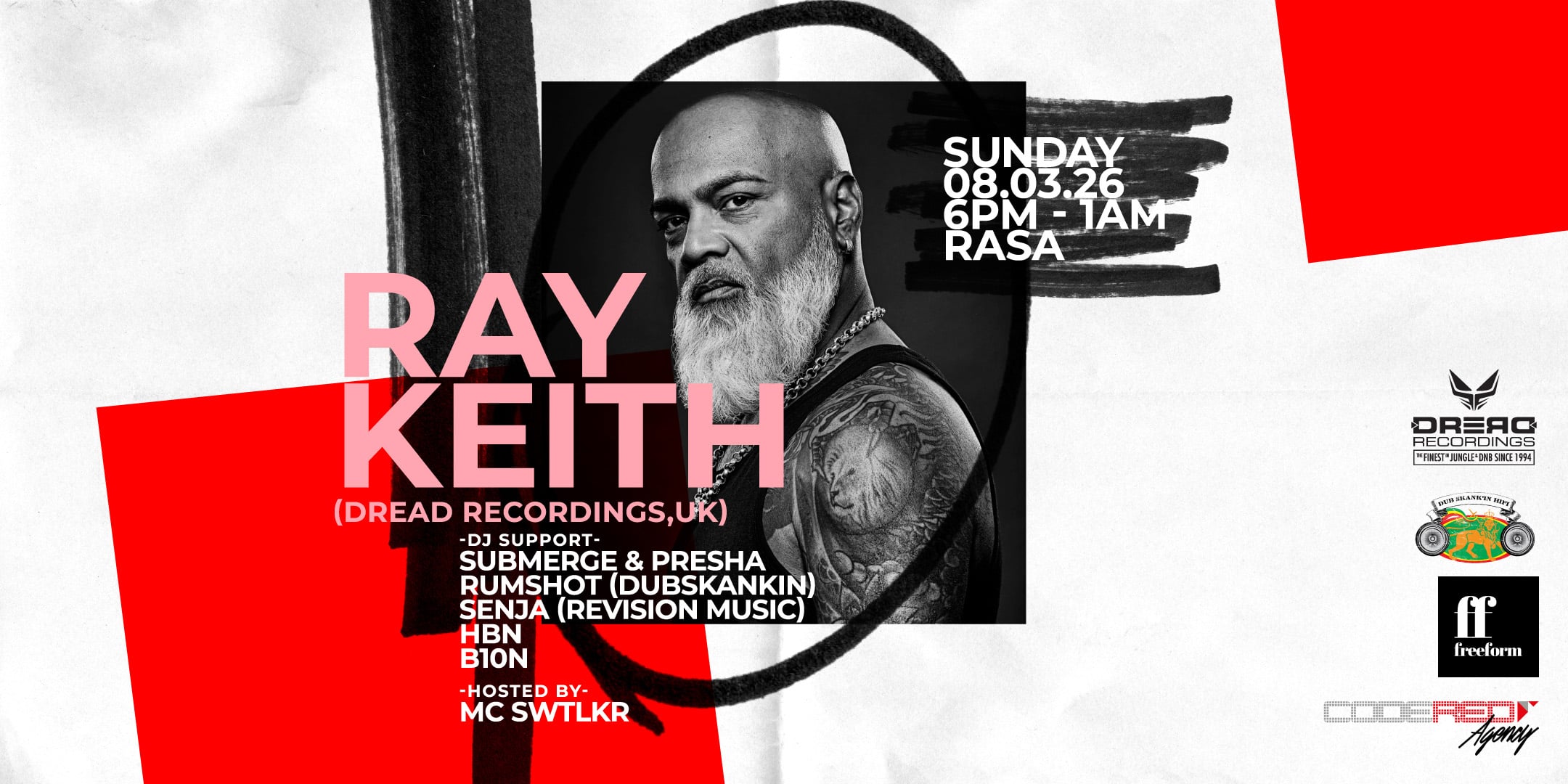 Event poster for Ray Keith jungle and drum and bass DJ set at RASA Space Singapore.