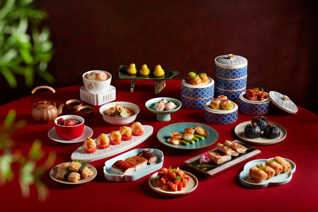 Spread of New Cantonese dim sum dishes at Hai Tien Lo, Pan Pacific Singapore
