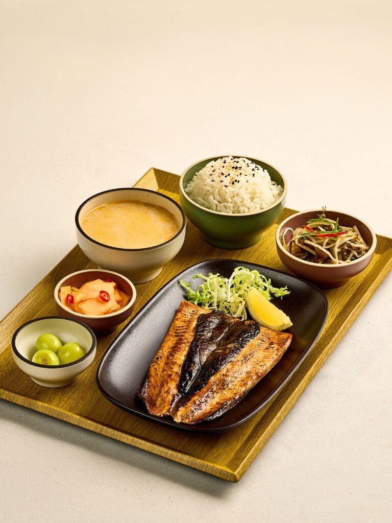 Grilled Milkfish Belly served with broth, rice and sides at Milkfish & Broth, Raffles City