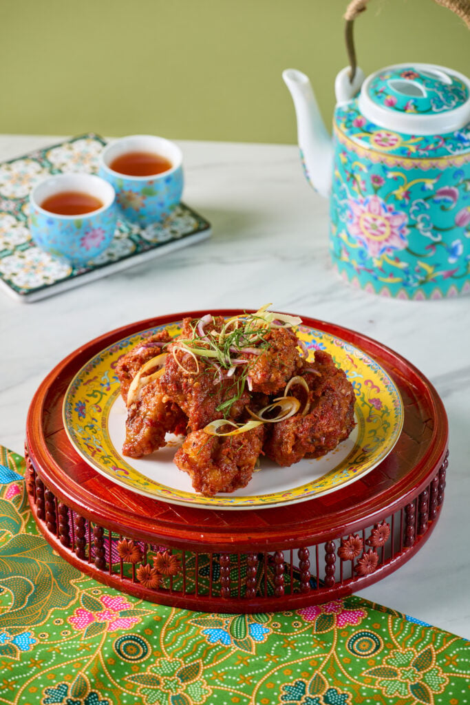 Sambal Chicken served in a Peranakan plate at Martina's Kitchen, Aperia Mall
