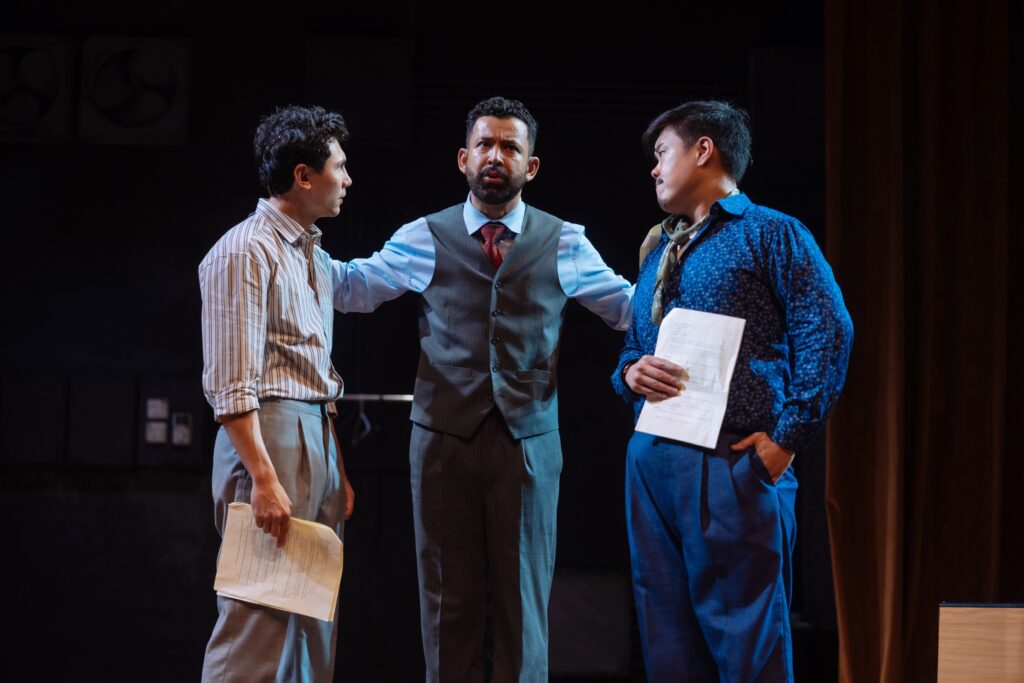 Pangdemonium theatre production with three actors in a dramatic scene on stage in Singapore