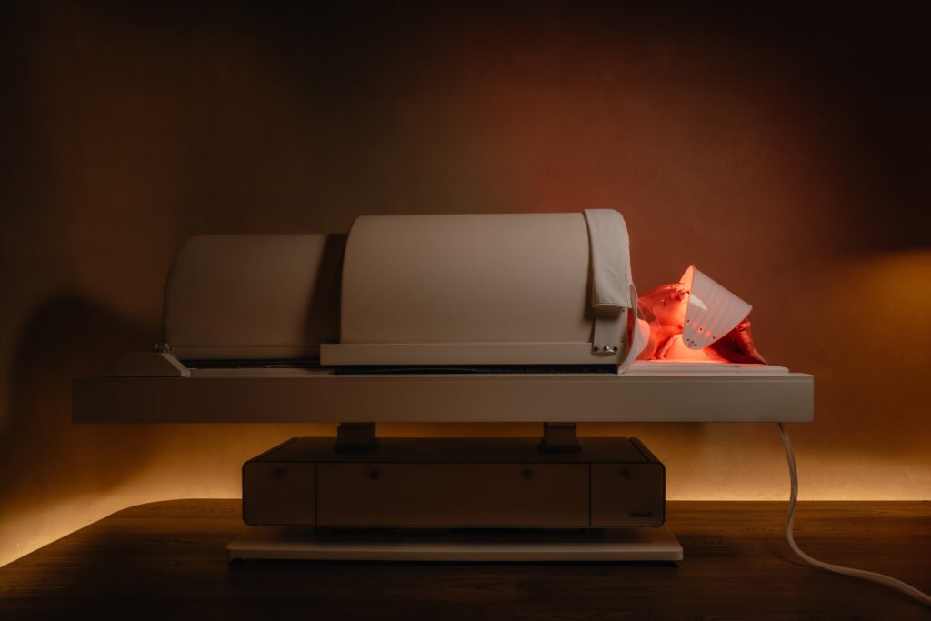 Gharieni iDome infrared and red light therapy bed at Damai spa, Grand Hyatt Singapore