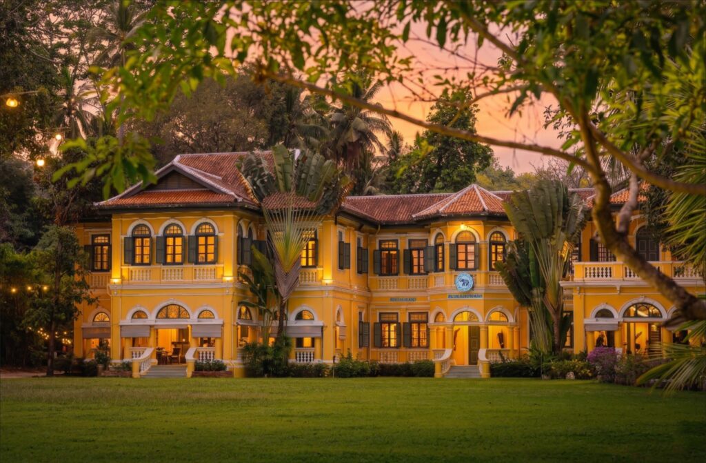Blue Elephant Restaurant Phuket colonial mansion at sunset