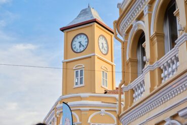 Museum Phuket yellow clock tower building in Phuket Old Town